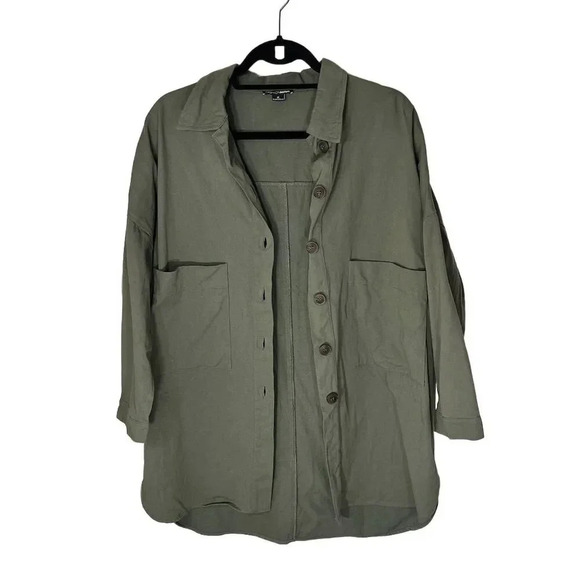 Fashion Nova Women's Olive Green Long Sleeve Button-Up Shacket Size S - Picture 12 of 12